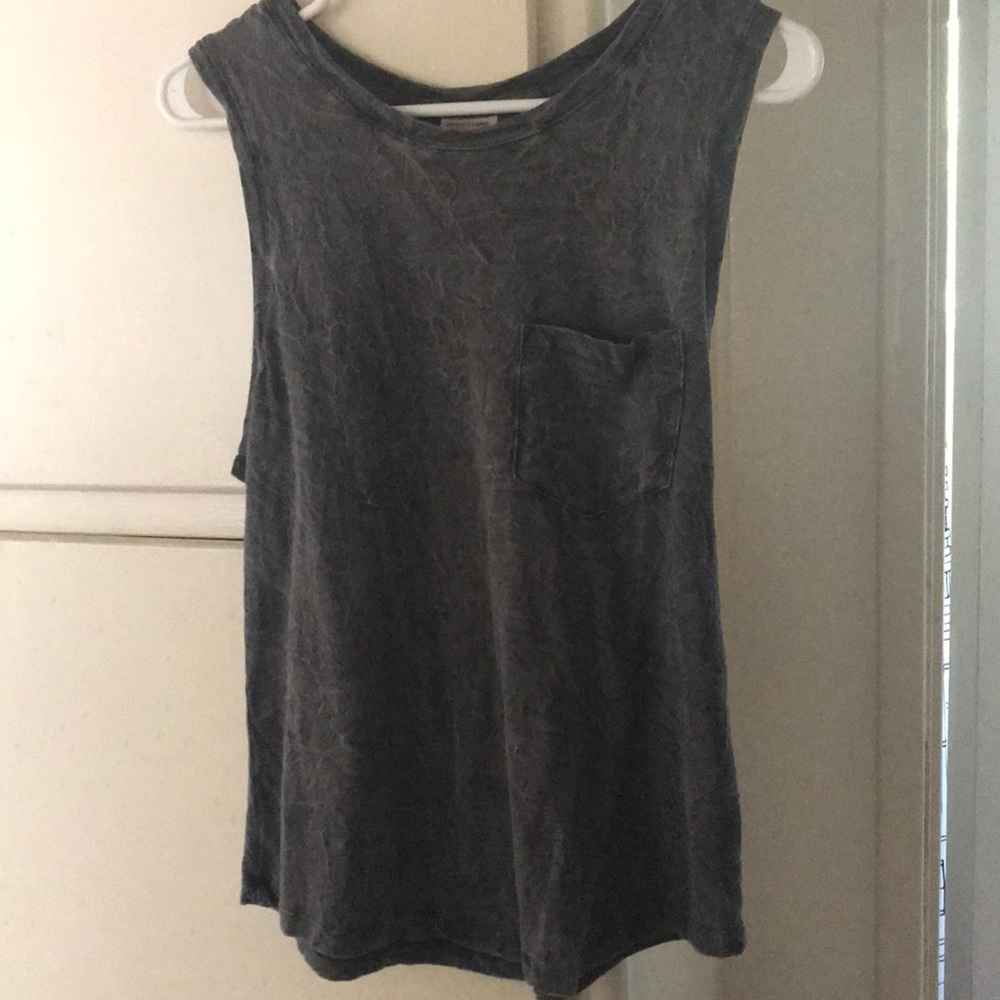 Grey Acid wash muscle tank tee
